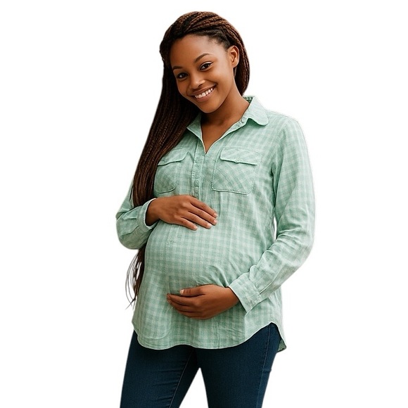 Woman’s Green Gingham Maternity Tunic - Isabel Maternity by Ingrid & Isabel - Picture 1 of 4